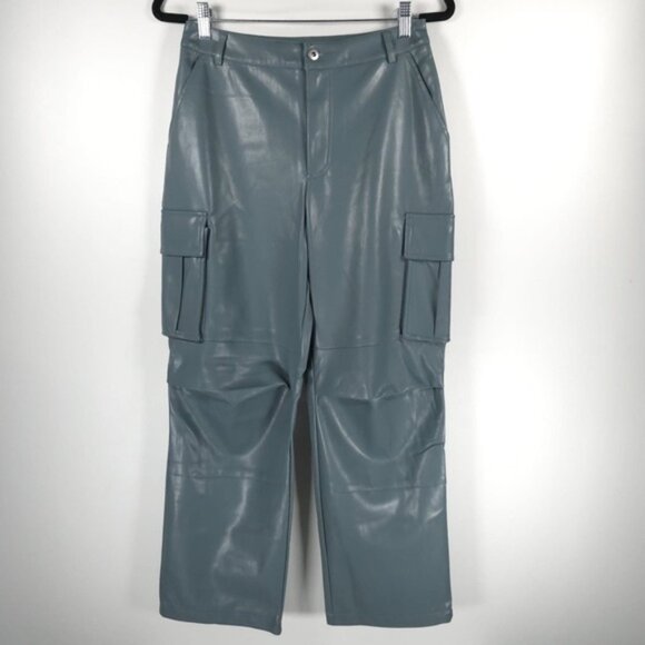 NEW 7 for all mankind FAUX LEATHER Cargo Straight Pants Style 82336 Size S - Picture 1 of 16